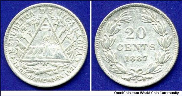 20 cents.
Republica De Nicaragua.
Mintage 12,531,070 units.


Ag800f. 3,33gr.