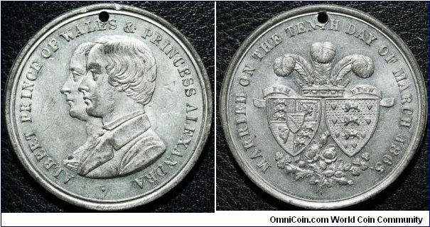 Albert Edward & Alexandra Marriage Medal 1863.  Unlisted WM. 38mm.