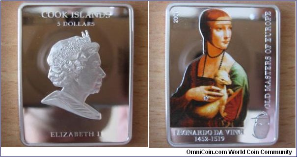 5 Dollars - Lady with ermine (Leonardo Da Vinci) - 25 g Ag .925 Proof (with one Swarovski crystal) - mintage 5,000
