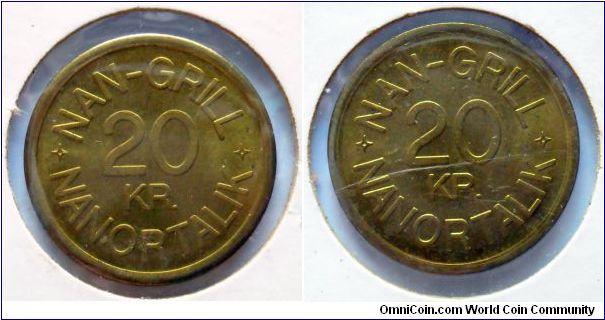 20 kr. 
Token from Nanortalik (Town in Greenland)