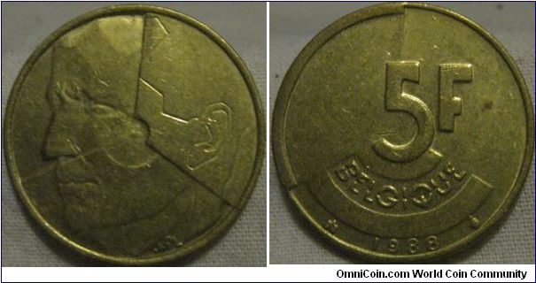 1988 5 francs form belgium