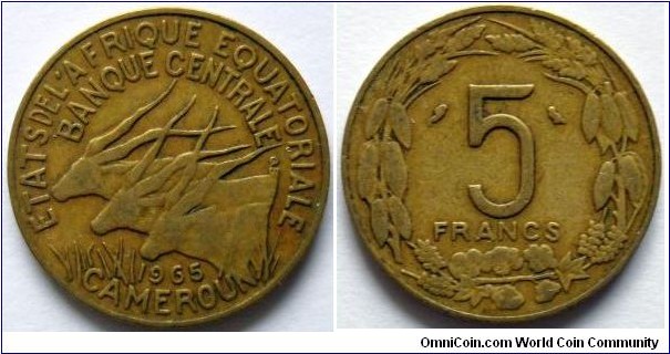 5 francs.
1965, Equatorial African States.
