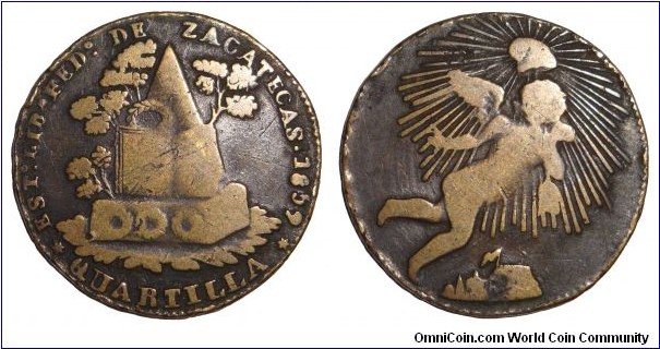 ZACATECAS (REGIONAL)~1/4 Real 1859.