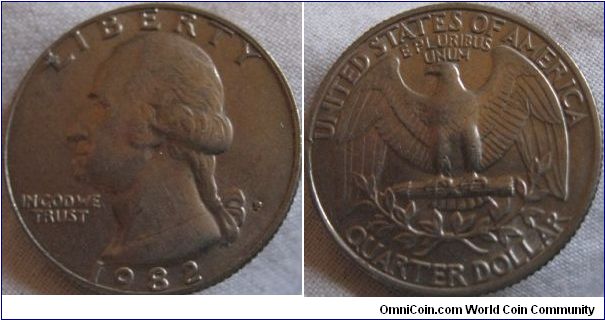 1982 p quarter EF grade