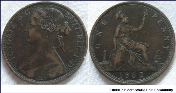 1962 penny VF+ grade, good looking coin