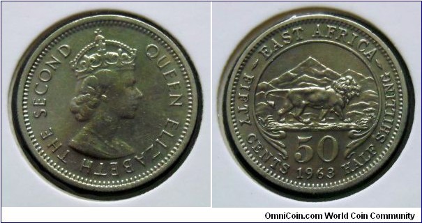 50 cents (1/2 shilling) 1963, East Africa