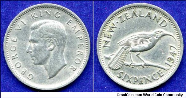 6 pence.
George VI (1936-1952) King & Emperor.


Cu-Ni.