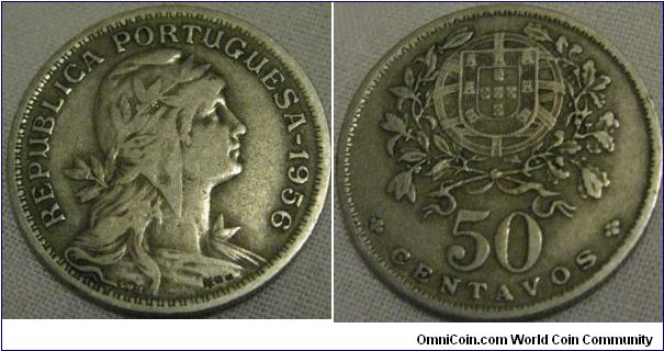 1956 50 centavos, Fine grade