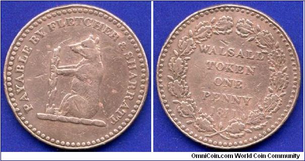 One Penny Token.
Walsall.


Cu.