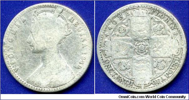 Godless Florin.
Victoria (1837-1901) Queen.
Mintage 414,000 units.


Ag925f. 11,31gr.
