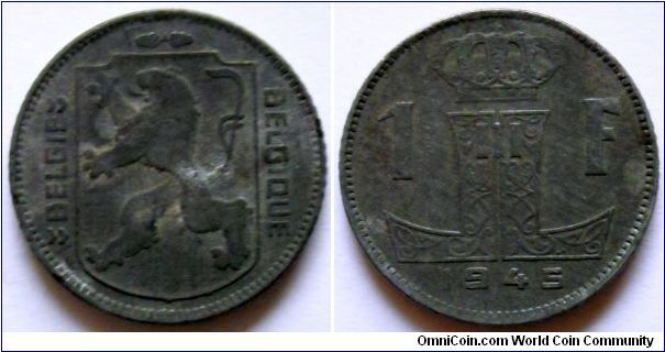 1 franc.
1945, Zinc.
Belgie-Belgique