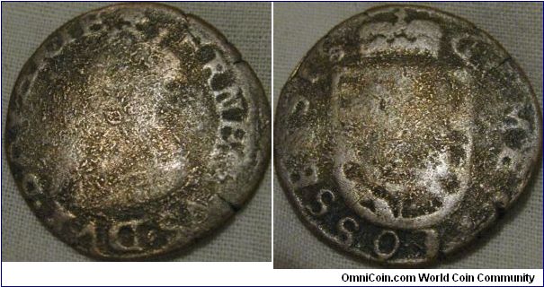 Ernest of Bavaria coin, 1 liard from belgium 