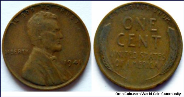 1 cent.
Lincoln wheat.
1941
