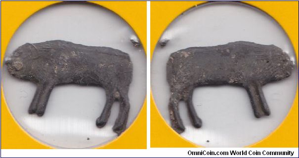 Earlier Malay Tin Animal Money c. 18th century. Wild pig?