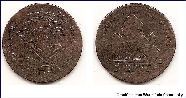 2 Centimes
KM#4.1
Copper Ruler: Leopold I Obv: Legend in French Obv. Leg.: DES BELGES Note: Wide rims.