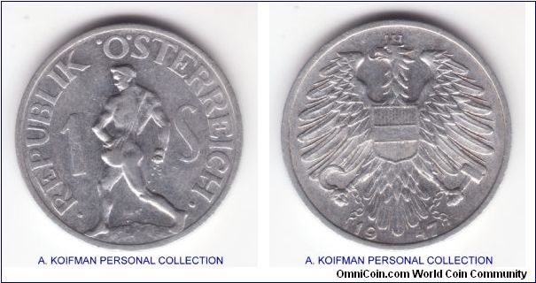 KM-2871, 1947 Austria schilling; aluminum, plain edge; very fine