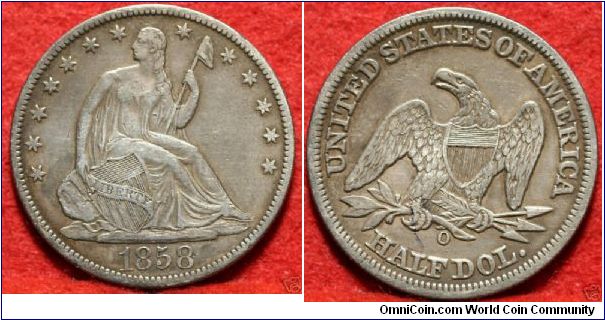 1858-O Seated Half Dollar $