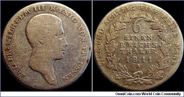 1811 1/6 Thaler, Prussia                                                                                                                                                                                                                                                                                                                                                                                                                                                                                                 