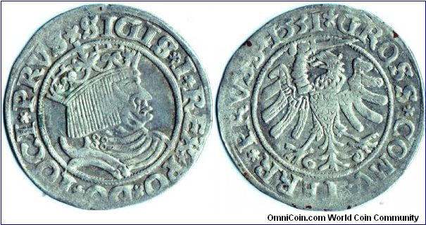 West Prussia silver groschen dated 1531.