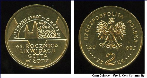 2Zl
65th Anniversary of the Liquidation of the Lodz Ghetto
Eagle, value & date