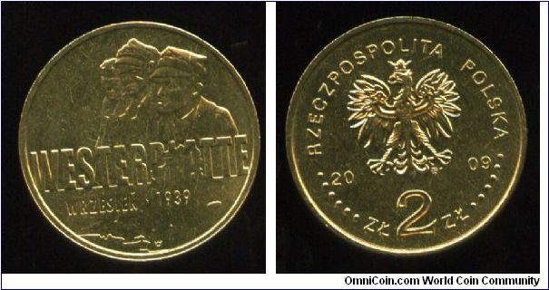2Zl
September 1939 - Westerplatte
Images of: lt. Stefan
Grodecki, cpt. Mieczyslaw Slaby and cpt. Franciszek Dabrowski
Eagle, value & date