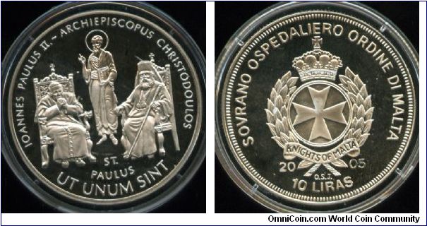 Order of the Knights Hospitallier 
10 Lira
Pope John Paul II & Archbishop Christodulos
Badge of the Order

This is a Fantasy Piece :-)