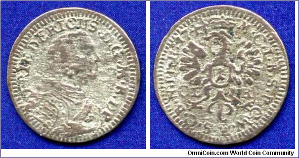 1 kreuzer.
Duchy of Brandenburg-Bayreuth.
Ducke Frierich (1735-1763).


Ag(bilon).