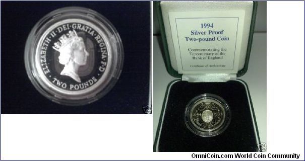 1994 STERLING (SILVER) 2 POUND PROOF COIN