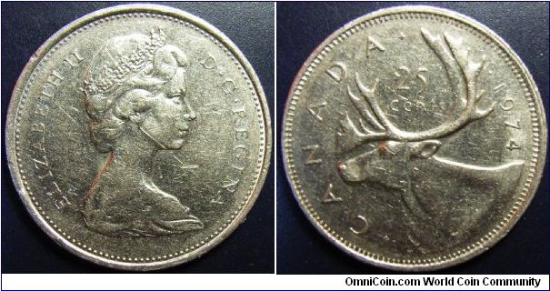 Canada 1974 25 cents. Found it circulating in Australia.