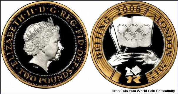 The 2008 United Kingdom Olympic Games Handover Ceremony 2 Pound Coin