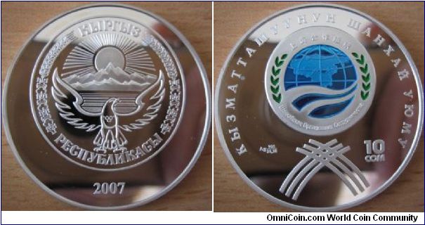 10 Som - Shanghai cooperation - 28.28 g Ag .925 Proof - mintage 1,000 (hard to find !)