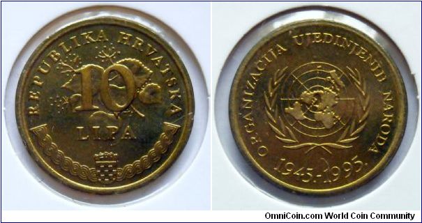 10 lipa.
1995, 50th. Anniversary of U.N.