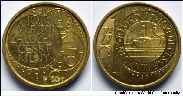 Commemorative Token from Czech Republic. 10 years of the Czech coins mintage.