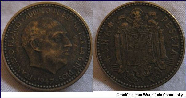 1948 1 peseta, VF bit dirty