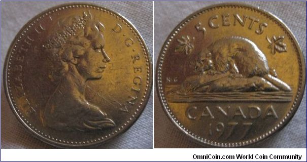 1977 5 cent, EF if it wasn't for obverse scratches