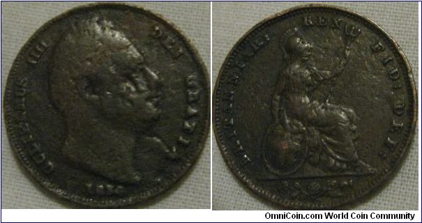 1836 farthing, lowest mintage of william 4th, grade isnt that good though