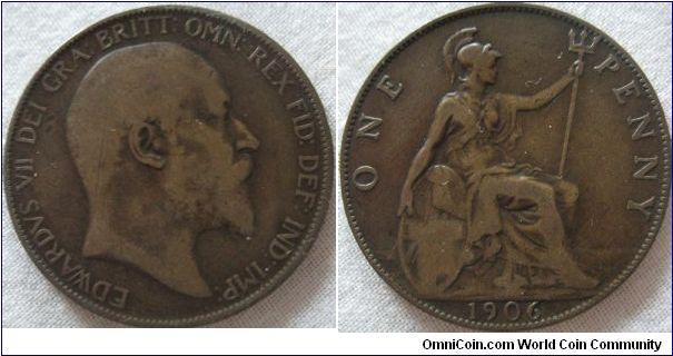 1906 penny, fine grade