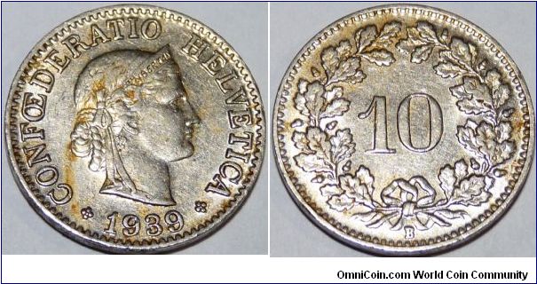 10 Rappen 1939 - Found in circulation while on vacation