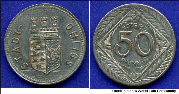 50 pfennig Notgeld.
Stadt Ohligs.


Fe.