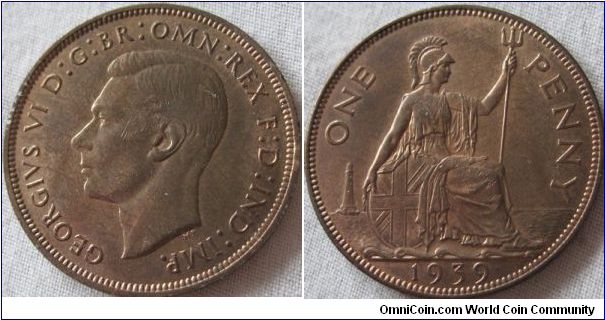 1939 penny, EF grade, plenty of lustre