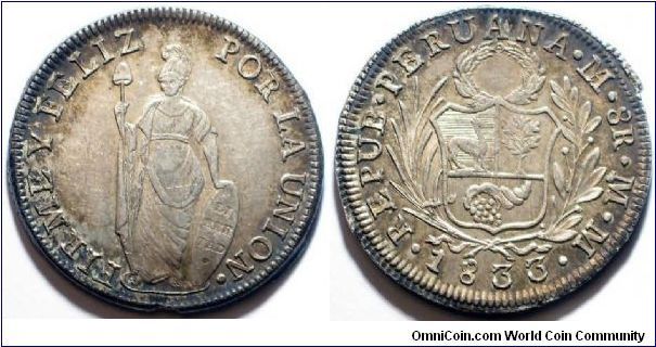 Lima Peru 8 Reales 1833-MM