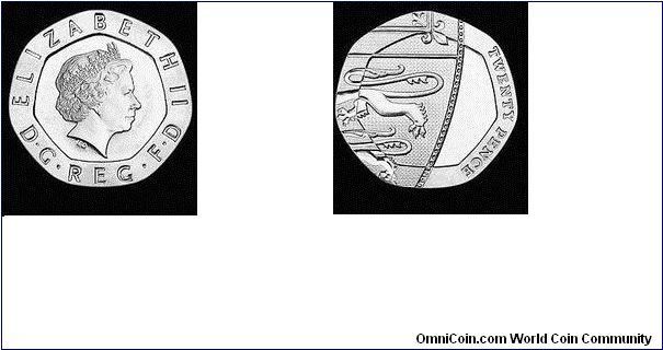 (Error Coin)2009 UK Undated 20p coin
