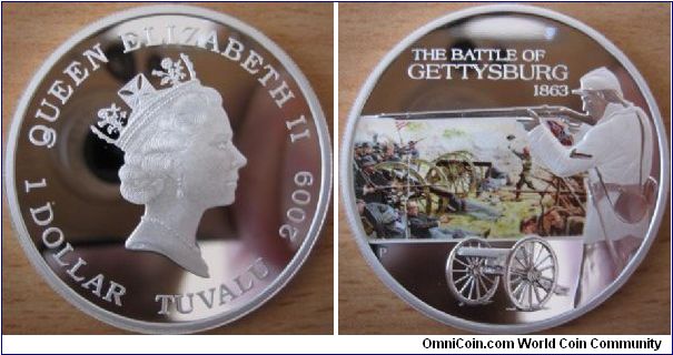 1 Dollar - Battle of Gettysburg (1863) - 31.13 g Ag .999 Proof - mintage 5,000