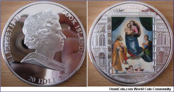 20 Dollars - Sistine Madonna by Raphael (1513) - 93.3 g Ag .999 Proof (with 16 Swarovski crystals) - mintage 1,513