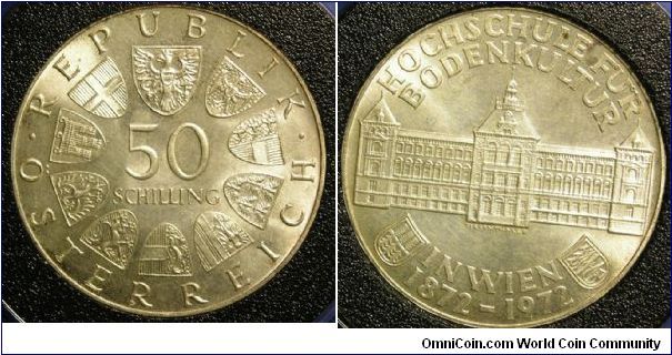 1972 50 Schilling

20.0000 g., 0.9000 Silver 0.5787 ASW


Mintage: 1,891,000


KM# 2914