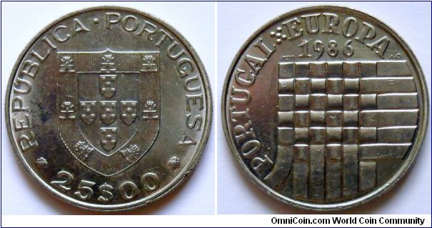 25 escudos.
1986, Europa