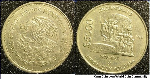 1988 5000 Pesos

Mintage: 50,000,000

KM# 531