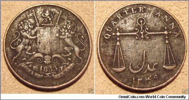 EAST INDIA CONPANY  QUARTER ANNA 1833