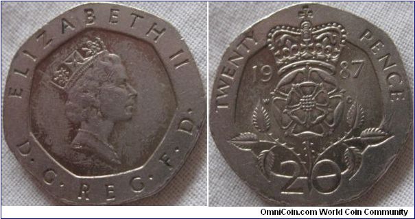 1987 VF+ 20p, lustrous