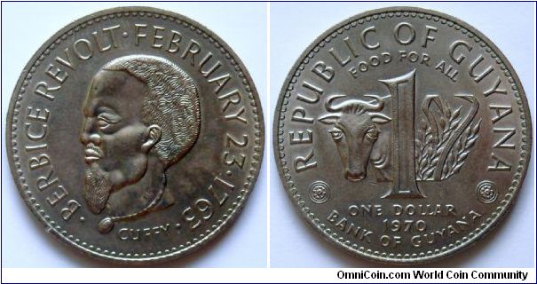1 dollar.
1970, Berbice Rovolt 1763. F.A.O.